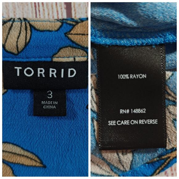 Torrid Crepe Tie-Front Floral Button-Up Sleeveless Top sz 3 - Picture 11 of 11
